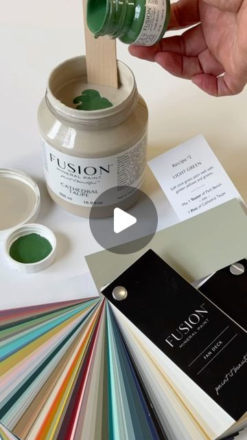 𝐅𝐔𝐒𝐈𝐎𝐍 𝐌𝐈𝐍𝐄𝐑𝐀𝐋 𝐏𝐀𝐈𝐍𝐓 on Instagram: "Don’t see the exact colour in the Fusion range you’re looking for? You can easily mix our paint to get many more colours using the  50+ easy to follow recipes.  Description of the colour and suggested pairings on the back of each swatch offer you inspiration to  let your creativity run wild.  Our Fusion Fan Deck is an absolute must have. It accurately depicts 138 colours with large swatches of our entire collection including the metallics. That’s right it has ALL of our colors, ALL the metallics AND over 50 recipes.  All in one Fan Deck. . . .#fusionmineralpaint #paintitbeautiful#paintedfurniture#paintedfurnitureartist" Fusion Mineral Paint Mixing Colors, Mineral Fusion Paint Colors, Fusion Mineral Paint Colors, Mineral Fusion, Painted Fan, Fusion Paint, Fusion Mineral Paint, Mineral Paint, Food Coloring