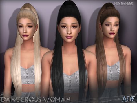 The Sims Resource: Dangerous Woman hair Without Bangs by Ade Darma  - Sims 4 Hairs - http://sims4hairs.com/the-sims-resource-dangerous-woman-hair-without-bangs-by-ade-darma/ Hair Without Bangs, Hair Ts4, Ariana Grande Hair, Die Sims 4, Sims 4 Black Hair, Cc Hair, Pelo Sims, Sims 4 Cc Makeup, Sims 4 Gameplay