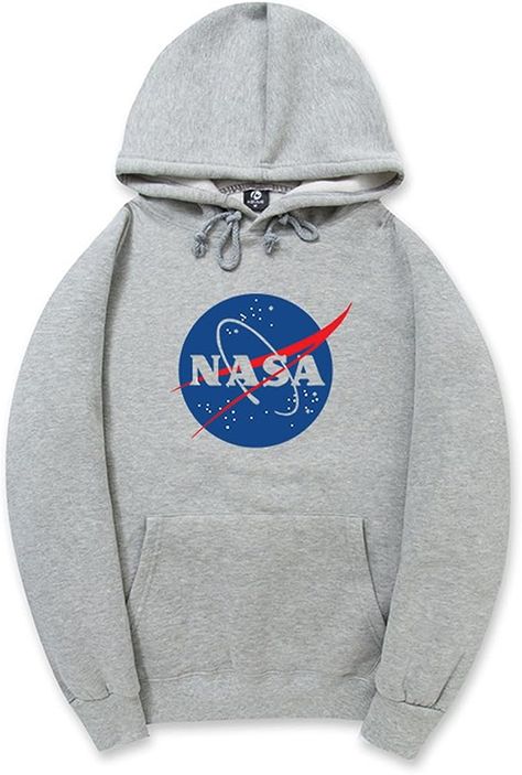 CORIRESHA Fashion NASA Logo Print Hoodie Sweatshirt with Pocket(Smaller Than Standard Size) Mens Grey Hoodie, Nasa Hoodie, Aesthetic Hoodies, Nasa Logo, Grey Hoodie Men, Hoodie Logo, Pop Design, Hoodie Material, Cool Hoodies