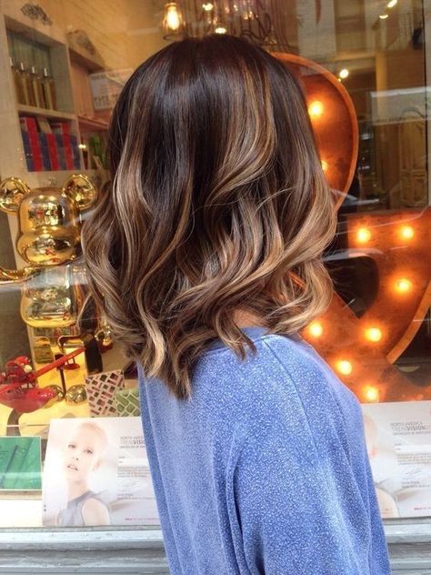 Perfect Bayalage with Shoulder Length Hairstyles - Winter Hair Color 2016 - 2017 Brunette Ombre, Brunette Balayage, Wavy Hairstyles, Medium Hairstyles, Winter Hair Color, Balayage Brunette, Short Hairstyle, Hair Color Balayage, Ash Blonde