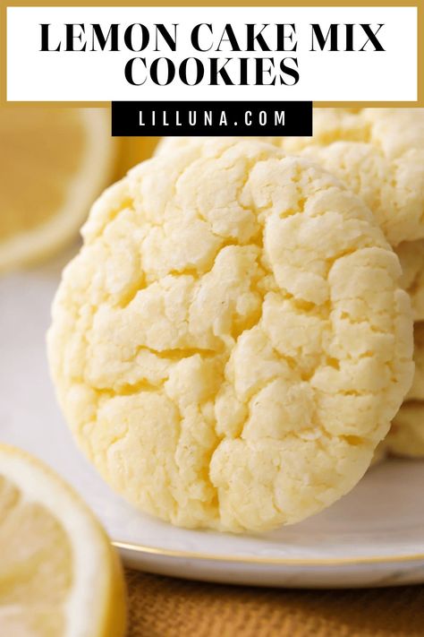 Melt-in-your-mouth lemon cake mix cookies are a simple cookie and summer favorite. With few ingredients, they are ready in minutes! #lemoncookies #lemoncookierecipe #cookies #cookierecipe #lemon Jello Cookies Recipe, Lemon Cake Cookies, Mason Jar Gifts Recipes, Lemon Sugar Cookies Recipe, Recipe Using Lemons, Cake Mix And Soda, Delicious Lemon Cake, Lemon Cake Mix Cookies, Box Lemon Cake