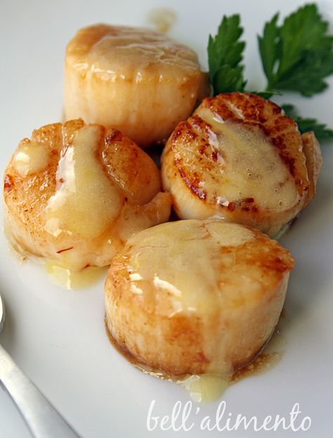 Sea Scallops in Saffron Sauce...the sauce is amazing!! Saffron Sauce, Ideal Protein Recipes, Sea Scallops, Scallop Recipes, Scallops Seared, Think Food, Idee Pasto Sano, Fish Dishes, Seafood Dishes