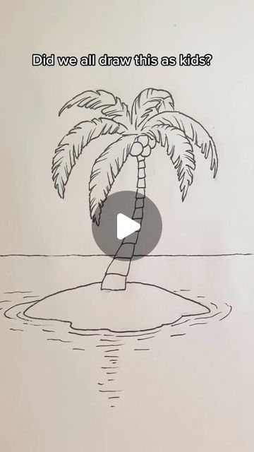 How To Draw Palm Trees, How To Draw A Palm Tree Easy, How To Draw A Palm Tree, Plam Tree Drawing Easy, How To Draw A Palm Tree Step By Step, Beach Drawing Easy, Palms Drawing, Draw Coconut Tree, Sketch Palm Tree