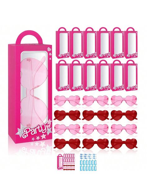 24 Pcs Pink Princess Gift Boxes Set Bulk 12 Pink  Party Favor Boxes Pink Doll Gift Boxes Goodie Bag 12 Heart Shaped Sunglasses For Birthday Bachelorette Supplies DecorationI discovered amazing products on SHEIN.com, come check them out! Pink Party Favors, Princess Gifts, Shaped Sunglasses, Pink Doll, Heart Shaped Sunglasses, Party Favor Boxes, Spa Party, Pink Party, Pink Parties