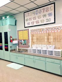 Classroom Sink Area, First Grade Classroom Set Up Layout Organization Ideas, Paint Classroom Walls, Painting A Classroom Wall Ideas, Contact Paper In Classroom, Cinder Block Classroom Walls, Contact Paper Classroom, Contact Paper Classroom Ideas, Classroom Kitchen Ideas