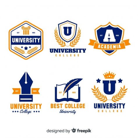 Colorful university logo collection with... | Free Vector #Freepik #freevector #logo #school #design #logo-design Logo Design University, Education Logo Design, Inspiration Logo Design, Education Logo, University Logo, College Logo, College Design, School Logo, Vector Logos