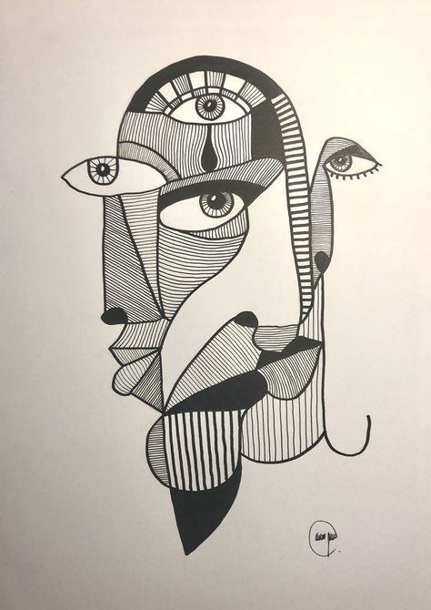 Pen Art Drawings, Mandala Art Therapy, Abstract Face Art, Doodle Art Drawing, Soyut Sanat Tabloları, Line Art Design, Arte Sketchbook, Arte Inspo, Mandala Design Art