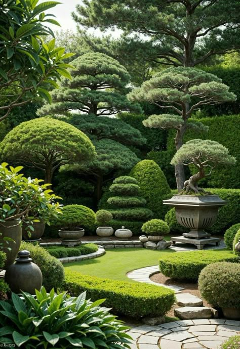 Small Formal Gardens, Front Yard Designs, Beautiful Planters, Garden Lodge, Japanese Garden Landscape, Front Garden Landscape, Floating Garden, Topiary Garden, Garden Decor Ideas