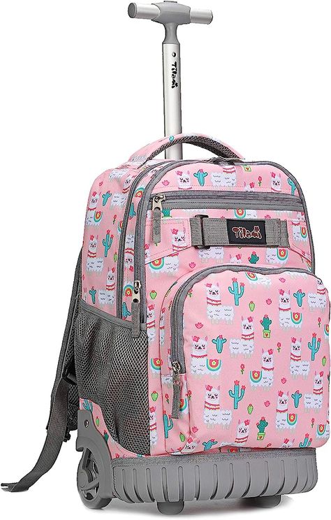 Rolling Backpack 18 inch Wheeled Backpack School College Student Travel Trip Boys and Girls School Bags For Girls Student, School Bags With Wheels, Folding Shopping Bags, Cute Suitcases, Best Travel Backpack, Kawaii Bags, Simple Backpack, Backpack With Wheels, Rolling Backpack