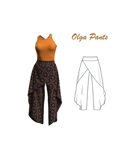 Palazzo Pants Sewing Pattern, Woman Pants, Sewing Pants, Plus Size Sewing, Pants Sewing, Wrap Pants, Pants Sewing Pattern, Couture Mode, Diy Sewing Clothes