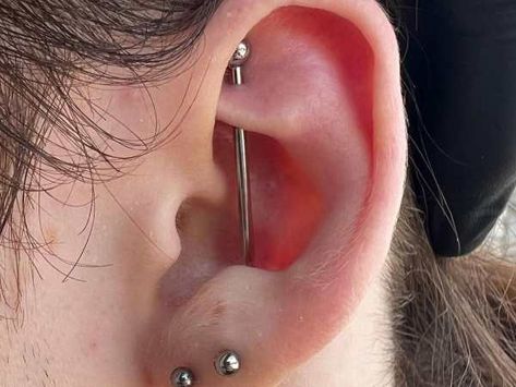 Vertical Industrial Piercing, Vertical Industrial, Ear Structure, Scaffolding Piercing, Double Helix Piercing, Industrial Piercing Barbells, Orbital Piercing, Ear Anatomy, Industrial Piercing Jewelry