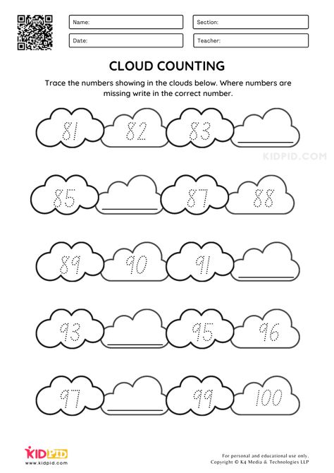 Clouds Worksheet, Counting For Kids, Learning New Things, Counting Worksheets, Number Sequence, Free Math Worksheets, Teacher Planning, Learn To Count, Free Worksheets