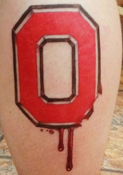 Block O Bleeding Tattoo. Ohio State Tattoos, Ohio Tattoo, Zen Tattoo, State Tattoos, Osu Buckeyes, Jesus Tattoo, Ohio State Football, Ohio State Buckeyes, Skin Art