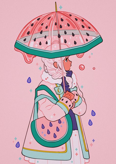 Kawaii Watermelon, Watermelon Wallpaper, Ice Pack, First Year, Watermelon, Umbrella, Kawaii