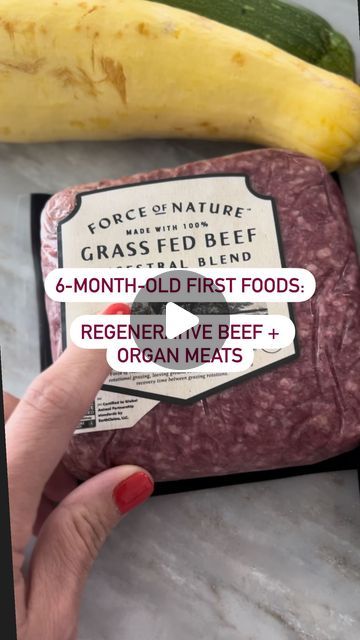 Holistic Health Coach + Colorado Personal Chef on Instagram: "First Foods: 6-months-old

We are introducing meat this month! 

I’m starting with the @forceofnaturemeats Regenerative Beef Ancestral Blend cooked in bone broth. Their ancestral blends are delicious (even puréed!), nourishing, and nutrient-dense. This is such an easy way to feed him organ meats! 

I trust Force of Nature as my baby’s first introduction to meat because of their commitment to regenerative agriculture and respect for our environment, ranchers, farmers, and animals. 

I cooked a pound of beef, pureed it, then portioned it between these baby containers. I have used this brand of containers professionally for almost fifteen years. No other glass containers compare. 

Why Meat + Organ Meats?
🥩His digestive system is Carnivore Baby Food, Carnivore Diet For Fertility, Beef Baby Food, Animal Based Carnivore, Enzymes For Digestion, Carnivore Diet Priming, Organ Meats, First Foods, Regenerative Agriculture