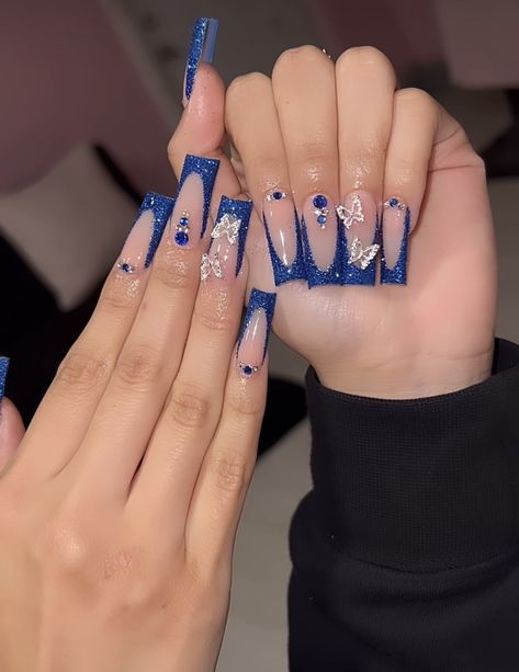 Maroon Nail Art Designs, Royal Blue Prom Nails, Futuristic Nails, Royal Blue Nails Designs, Maroon Nail Art, Sweet 16 Nails, Maroon Nail, Blue Prom Nails, Quince Nails