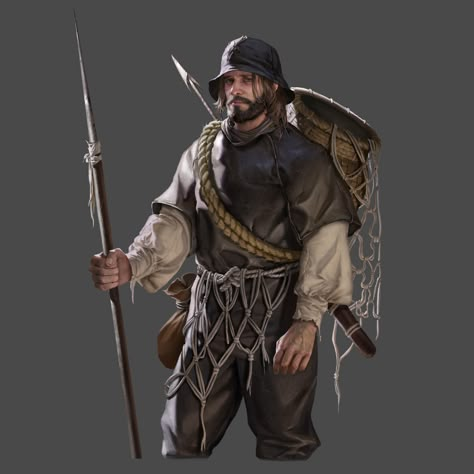 Fisherman Character Design, Fisherman Character, Medieval Pirate, Dnd Ideas, Fantasy Portraits, Male Character, Human Male, Dungeons And Dragons Characters, Dnd Art