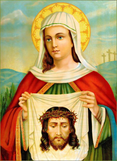 St Veronica wipes the face of Jesus Digital DownloadPLEASE NOTE IF YOU REQUIRE A BEAUTIFUL READY FRAMED PICTURE PLEASE SEE OTHER LISTINGS AVAILABLE St Veronica, Prayers For Hope, St Raphael, Catholic Images, Jesus Face, Jojo Anime, Catholic Art, Prayer Cards, Sacred Art