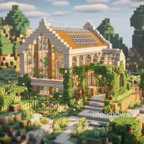 Minecraft Second Floor Ideas, Pale Garden Minecraft Builds, Cottage Core Bakery Minecraft, Minecraft Builds Greenhouse, Minecraft Building Greenhouse, Minecraft Cute Greenhouse, Minecraft Flower Greenhouse, Cliff Side Base Minecraft, Cute Minecraft Greenhouse Ideas