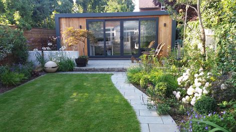 Backgarden Ideas, Overhanging Roof, Garden Office Ideas, Garden Gym, Corner Sheds, Garden Escape, Practical Garden, Townhouse Garden, Garden Pods