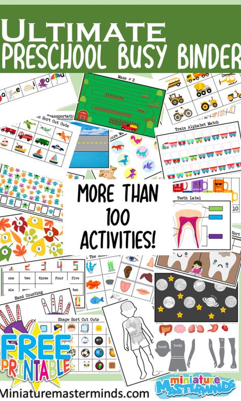 Preschool – Miniature Masterminds Busy Folders For Preschool, Diy Busy Books For Preschoolers, Preschool File Folder Games Free Printables, Busy Bags Preschool, Free Printable Busy Book Pages, Busy Book Preschool, Printable Busy Book Pages, Diy Preschool Workbook, Toddler Busy Book Printables Free