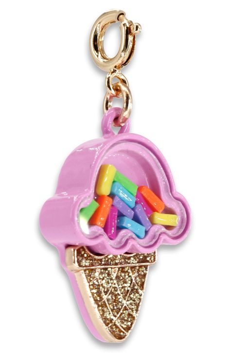 Gold Ice Cream, Glitter Ice Cream, Shaker Charm, Sugar Pop, Colorful Ice Cream, Glitter Cupcakes, Charm It, Cupcake Charms, Strawberry Charm