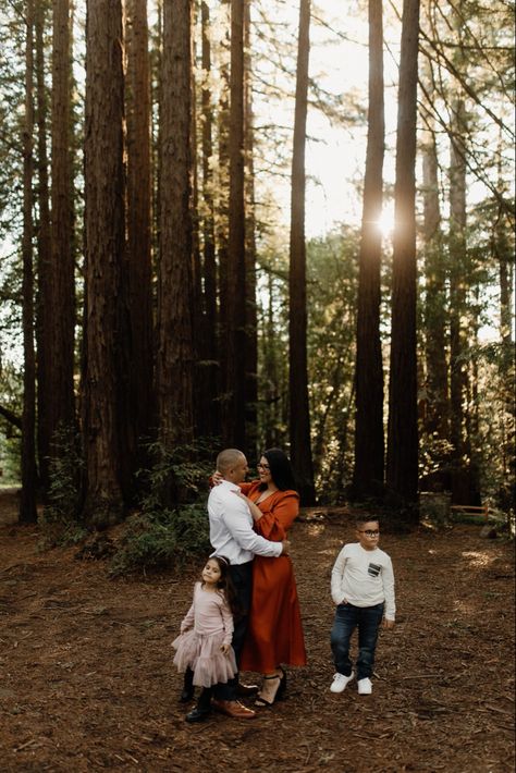 Family of four session in the redwoods. Oakland, Ca. Rocio Rivera Photography Redwoods Family Photos, Redwood Photoshoot, Cali Photoshoot, Photo Blend, Redwood National Park, The Redwoods, Anniversary Photoshoot, Family Shoot, Blended Family