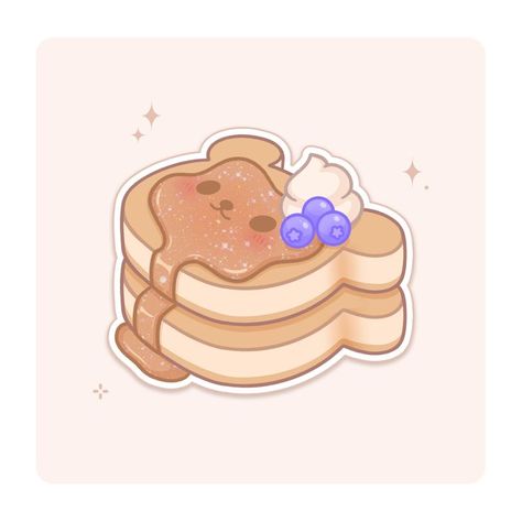 Cute Food Drawings Kawaii, Cartoon Pancakes, Kawaii Widgets, Ohuhu Art, Pancake Drawing, Bear Pancakes, Photo Kawaii, Adorable Drawings, Bear Food