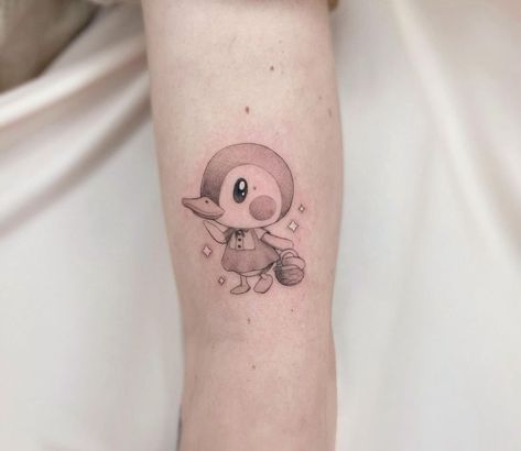 Animal Crossing Tattoo Ideas, Acnh Tattoo, Cute Alien Tattoo, Ac Tattoo, Animal Crossing Tattoo, Tilburg Netherlands, Video Game Tattoo, Cute Tattoo, Frog Tattoos