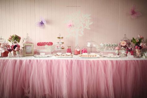 table decoration Pink Tulle Table Skirt, Baby Shower Desserts Girl, Girl Shower Decorations, Tutu Table, Tulle Table Skirt, Tulle Table, Table Skirts, Handmade Tutu