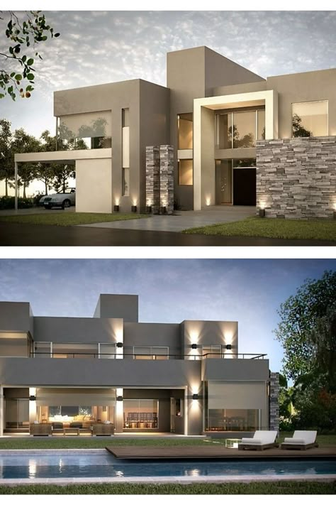 A Modern House, Architecture Construction, Modern House Facades, Modern Exterior House Designs, Minimalist House Design, House Front Design, Modern Architecture House, Luxury Homes Dream Houses, Modern House Plans