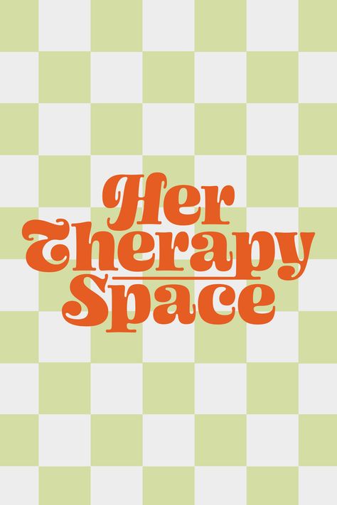 Groovy Branding, 90s Branding, Checkerboard Background, Therapy Space, Retro Pop Culture, Green Branding, Retro House, Eclectic Chic, Health Podcast