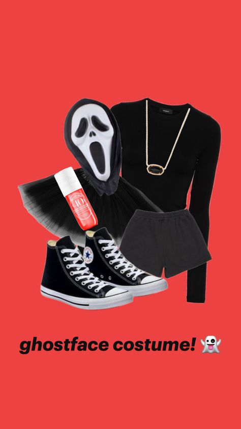 a scary but cute ghostface costume that can be used in a group or as a single with everything you would need! 🖤❤️ Diy Scream Costume, Cute Ghostface, Scary But Cute, Ghostface Costume, Scream Costume, Halloween Costume Bodysuit, Twin Day, Matching Halloween Costumes, New Halloween Costumes