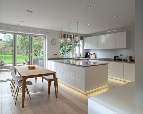 Modern Contemporary Kitchen, Open Plan Kitchen Dining Living, Open Plan Kitchen Diner, Open Plan Kitchen Living, Open Plan Kitchen Living Room, Open Plan Kitchen Dining, New Kitchen Cabinets, Kitchen Dining Living, House Extension