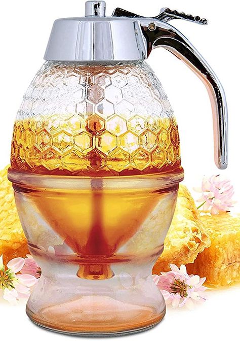 Honey Dispenser, Honey Container, Syrup Dispenser, Sugar Dispenser, Honey Bottles, Sugar Container, Honeycomb Shape, Glass Dispenser, Best Honey