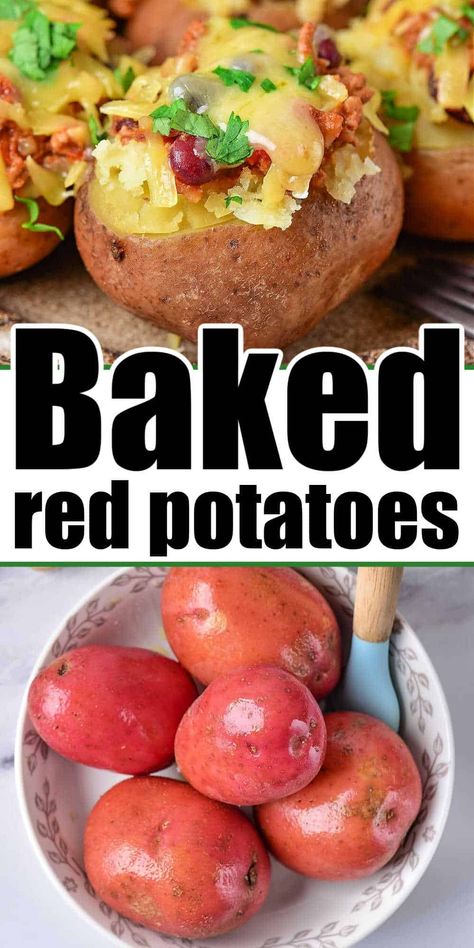 Oven-Baked Red Potatoes are flavorful cooked in the oven. Seasoned with aromatic herbs, garlic, and olive oil, these crispy-on-the-outside, creamy-on-the-inside potatoes make the perfect side dish for any meal. Simple, delicious, and sure to please even the pickiest eaters! Baked Red Potatoes In The Oven Whole, Oven Baked Red Potatoes, Red Potatoes In Crockpot, Red Potatoes Oven, Red Skin Potatoes Recipe, Pressure Cooker Baked Potatoes, Instant Pot Red Potatoes, Fried Red Potatoes, Baked Red Potatoes