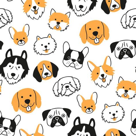 Chibi Dog, Chihuahua Terrier, Dog Pop Art, Seamless Wallpaper, Dog Icon, Indie Girl, Dog Branding, Hand Drawn Vector Illustrations, Dog Vector