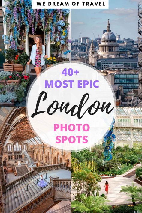 The most Instagrammable places in London.  40+ Epic Photo Spots in London for beautiful Instagram shots.  This travel guide will help you find out when to go, exactly where to go (including map) and how to get the best Instagram photos. Instagram London Places, Instagram Places In Paris, London Best Places, London Instagram Spots, Photo Spots London, Places To Visit In London Bucket Lists, London Instagram Pictures, Places To Visit In London, London England Travel