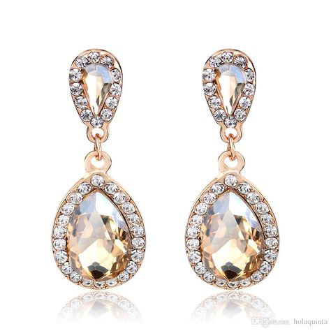 free shipping, $1.51/pair:buy wholesale  long big crystal earrings fashion jewelry wedding vintage drop champagne earrings for women  on holaquinta's Store from DHgate.com, get worldwide delivery and buyer protection service. Champagne Earrings, Crystal Teardrop Earrings, Stone Fashion, Prom Earrings, Bride Earrings, Prom Jewelry, Costume Jewelry Earrings, Long Drop Earrings, Rhinestone Bridal