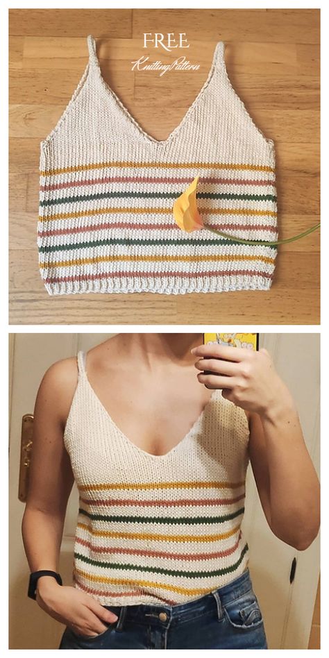 Knit Crop Top Free Knitting Patterns - Knitting Pattern Knit Tank Pattern, Knit Tank Top Pattern, Knit Top Patterns, Knit Summer, Gifts Crochet, Summer Crop Top, Crop Top Pattern, Mode Crochet, Summer Sweater