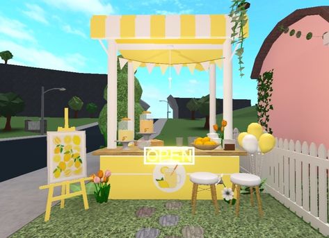 Lemonade Stand Bloxburg Bloxburg Lemonade Stand, Bloxburg Decals Codes Aesthetic, Blocksburg Room Ideas￼, Candy Stand, Apartment Exterior, Bloxburg Decals Codes Wallpaper, House Decorating Ideas Apartments, Code Wallpaper, Bloxburg Decals Codes