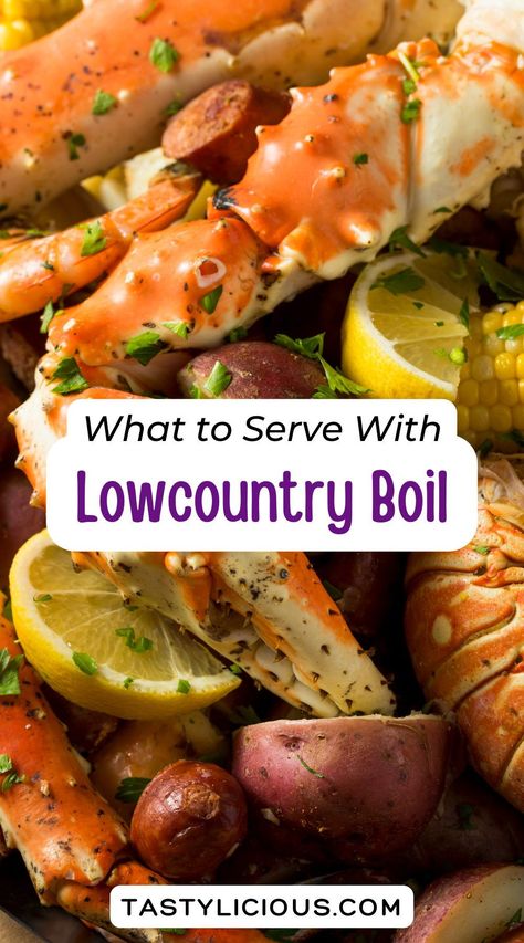 What To Serve With A Low Country Boil | lowcountry boil sides | low country boil recipe | lowcountry boil | fall recipes dinner | healthy lunch ideas | dinner ideas | breakfast ideas | easy healthy dinner recipes Low Country Boil On The Grill, Low Country Seafood Boil, Low Country Seafood Boil Recipe, Sides For A Low Country Boil, Low Boil Party, Low Country Boil Appetizers, Low Country Boil Recipe Stovetop, Low Country Boil Side Dishes, Lowcountry Boil Recipe