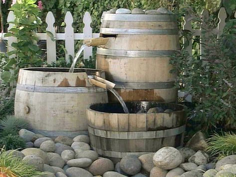 DIY Garden Fountain - Artistic & Creative Designs - The Owner-Builder Network French Country Garden Landscaping, Country Garden Landscaping, Barrel Fountain, Diy Water Feature, Diy Water Fountain, Diy Garden Fountains, French Country Garden, Water Fountains Outdoor, Diy Water