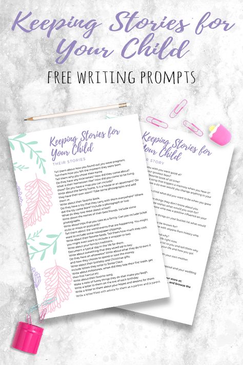 Write A Memory, Scrapbook Baby Book Ideas, Letter To Son, Free Writing Prompts, Letters To My Son, Letter To My Daughter, Book Prompts, Personal Writing, Kids Memories