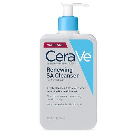 Amazon.com: CeraVe SA Cleanser | Salicylic Acid Cleanser with Hyaluronic Acid, Niacinamide & Ceramides| BHA Exfoliant for Face | Fragrance Free Non-Comedogenic | 16 Ounce : Beauty & Personal Care Cerave Sa Cleanser, Cerave Renewing Sa Cleanser, Salicylic Acid Cleanser, Face Scrubs, Exfoliating Face Wash, Bumpy Skin, Acne Cleansers, Foaming Facial Cleanser, Foaming Face Wash