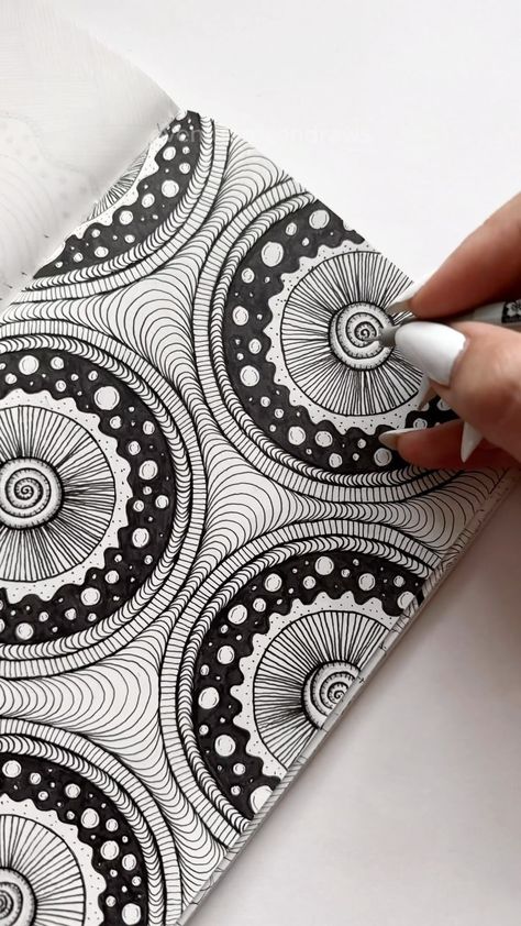 Art | Oil | Acrylic | Sketch | Drawing | Painting | Zentangle | ✨Day 54/100 of #100daysproject Abstract circles 🩶 As always, thanks for watching 🙏🏻 Hope you enjoy 💕 #art #artwork #pattern #abstractart… | Instagram Drawing Ideas Circles Art, Acrylic Sketch, Abstract Circle Art, Wellbeing Art, Writing Designs, Dot Journaling, Zendoodle Art, Circle Patterns, Zentangle Inspiration