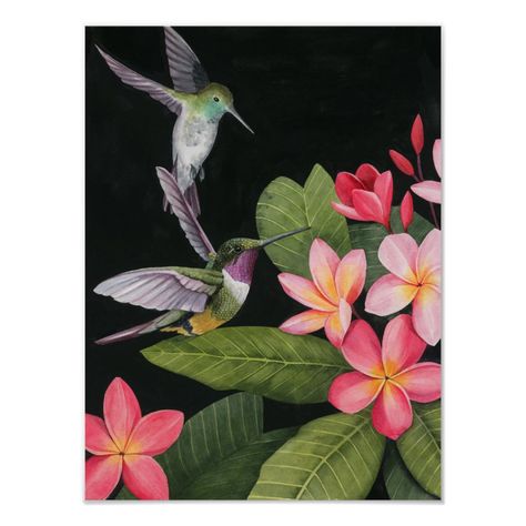 Hummingbirds In the Plumeria Poster Size: 12" x 16". Gender: unisex. Age Group: adult. Material: Value Poster Paper (Matte). Creative Painting, Hummingbirds, Painting Techniques, Red Barrel Studio, Art Materials, Painting Prints, Canvas Artwork, Fine Art Paper, Gallery Wrap Canvas