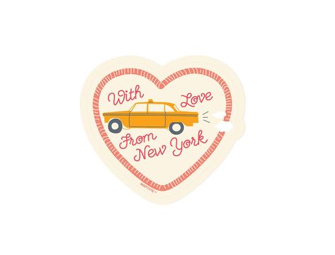 New York City With Love Taxi Sticker I Love New York Sticker, New York Stickers Aesthetic, Girlie Stickers, Laptop With Stickers, Sticker Cutouts, Nyc Stickers, New York Stickers, I Heart New York, 2024 Energy