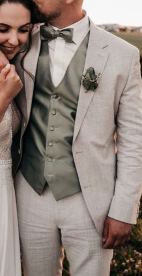 Green Grey Suit Wedding, Sage Green Wedding Tuxedo For Men, Light Green Groomsmen Suits, Grey And Green Wedding Suit, Grey And Sage Green Groomsmen Attire, Grooms Suit Green, Eucalyptus Wedding Suit, Light Gray Groom Suit, Timeless Groom Attire