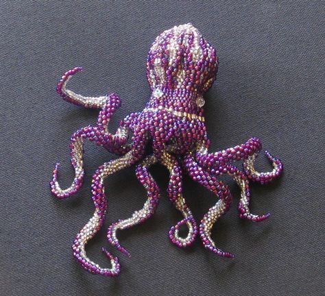 Beaded Octopus, Beaded Creatures, Beaded Objects, Beaded Starfish, Beaded Things, Beaded Spiders, Bead Crochet Patterns, Jewerly Beads, Bead Projects